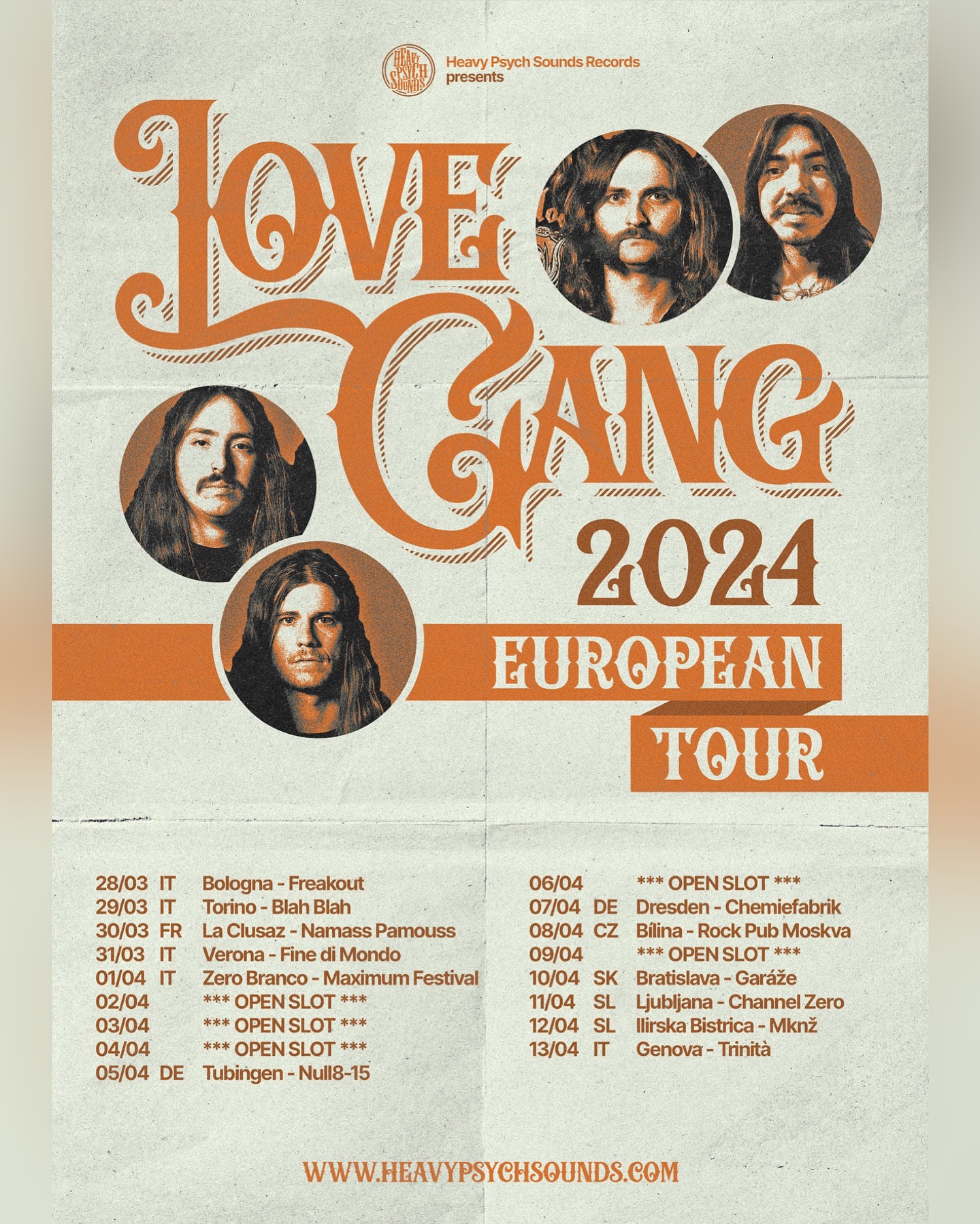 gang - Love Gang - Meanstreak (2023) para fans de Blue Cheer, Cactus, MC5, Sir Lord Baltimore, Budgie, Grand Funk, Mountain Love-gang-2024-european-tour-poster